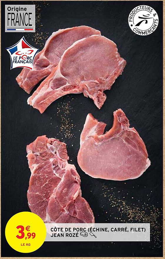 côte de porc (échine, carré, filet) jean rozé