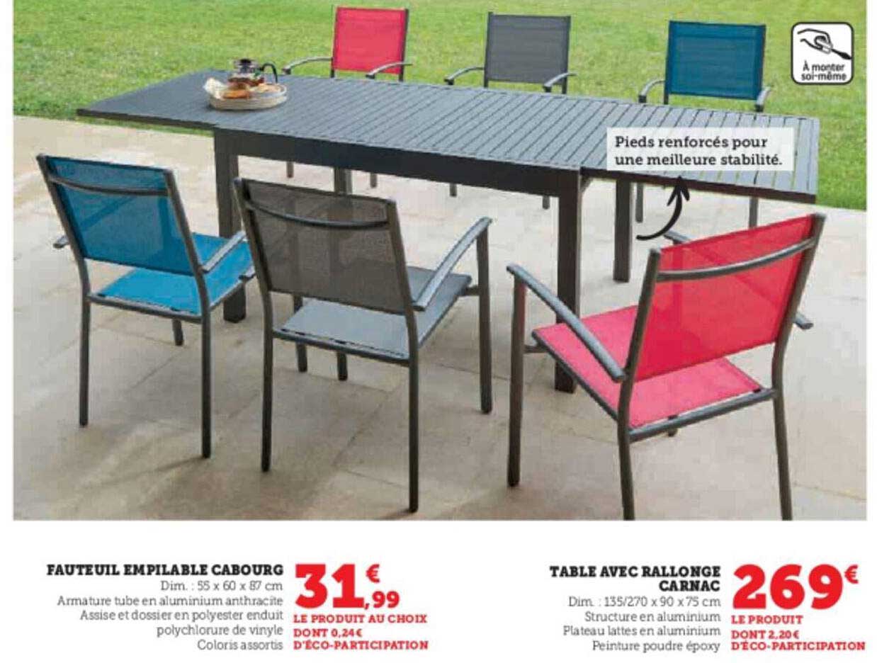 Fauteuil Empilable Cabourg, Table Avec Rallonge Carnac