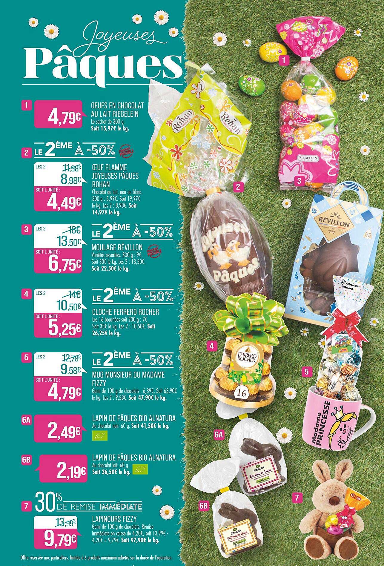 œufs en chocolat au lait riegelein, œuf flamme joyeuses pâques rohan, moulage révillon, cloche ferrero rocher, mug monsieur ou madame fizzy, lapin de pâques bio alnatura, lapin de pâques bio