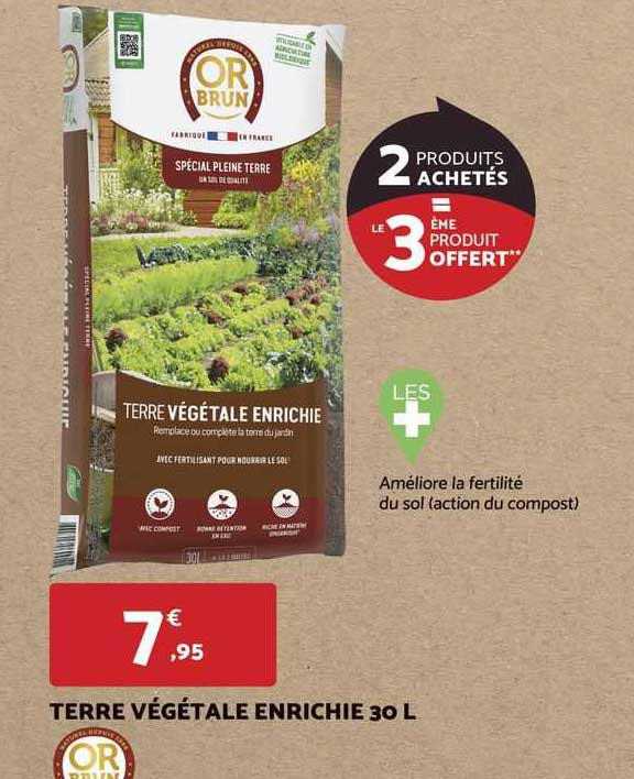 Terre Végétale Enrichie 30 L Or Brun