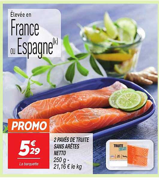 2 pavés de truite sans arêtes netto