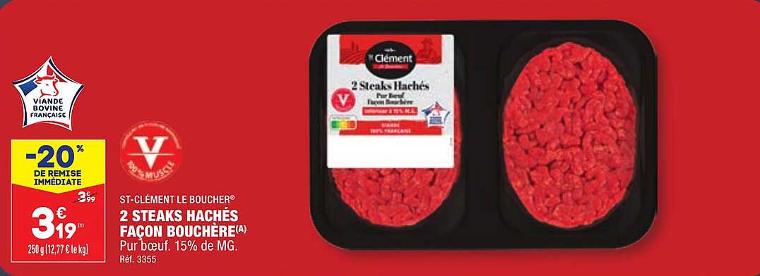 2 steaks hachés façon bouchère st-clément le boucher