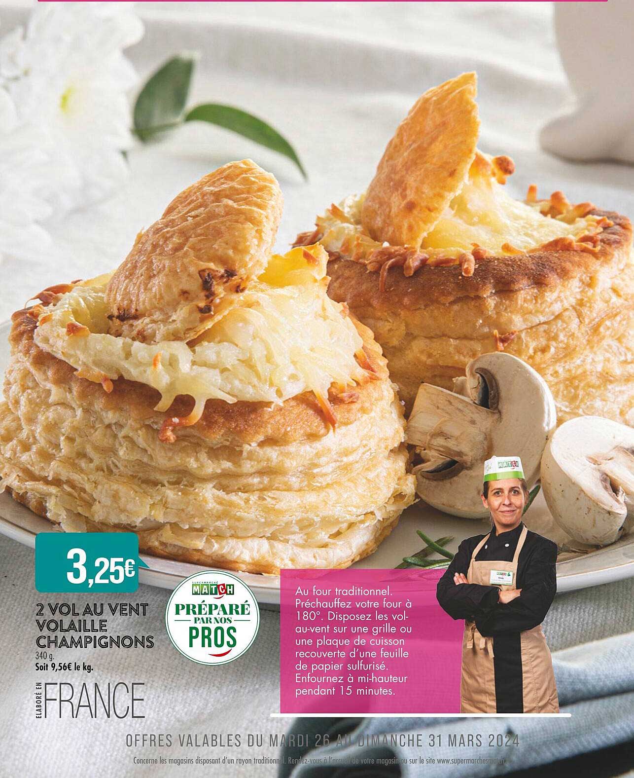 2 vol au vent volaille champignons