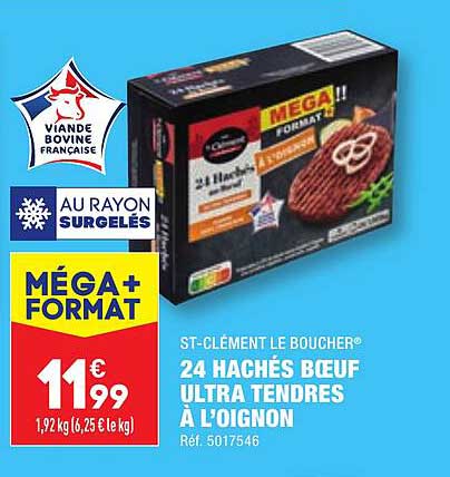 24 Hachés Bœuf Ultra Tendres à L'oignon St-clément Le Boucher