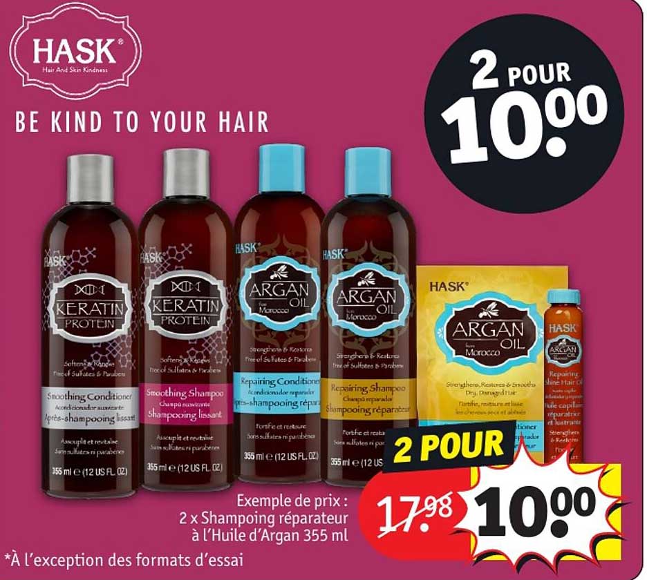 2x shampoing réparateur à l'huile d'argan 355 ml