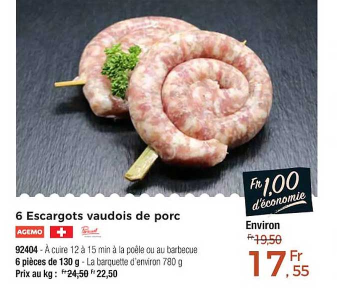 6 Escargots Vaudois De Porc