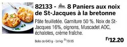 8 paniers aux noix de st-jacques à la bretonne