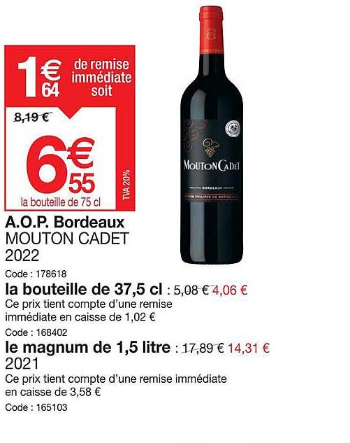 a.o.p. bordeaux mouton cadet 2022