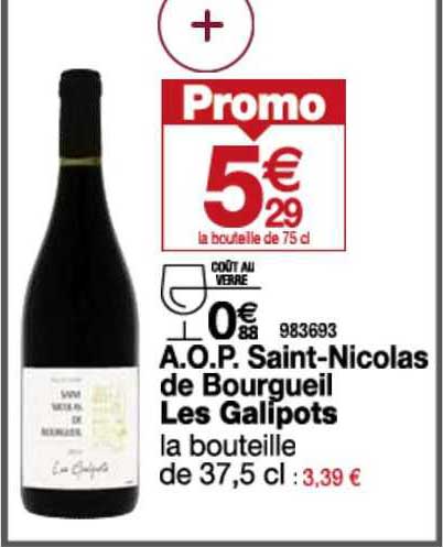 a.o.p. saint-nicolas de bourgueil les galipots la bouteille