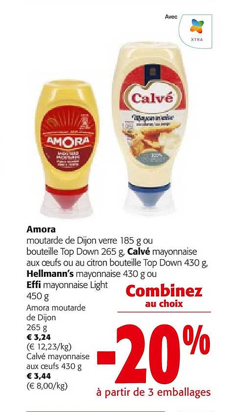 amora moutarde de dijon verre ou bouteille dop down calvé mayonnaise aux œufs ou au citron bouteille top down hellmann's mayonnaise ou effi mayonnaise light