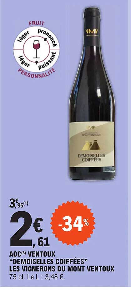 aoc ventoux "demoiselle coiffées" les vignerons du mont ventoux