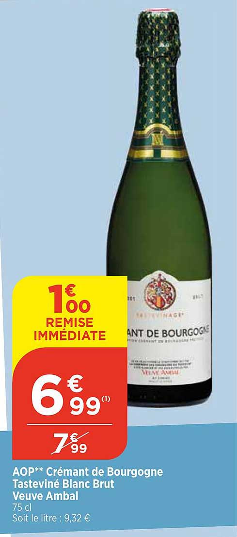 aop crémant de bourgogne tasteviné blanc brut veuve ambal