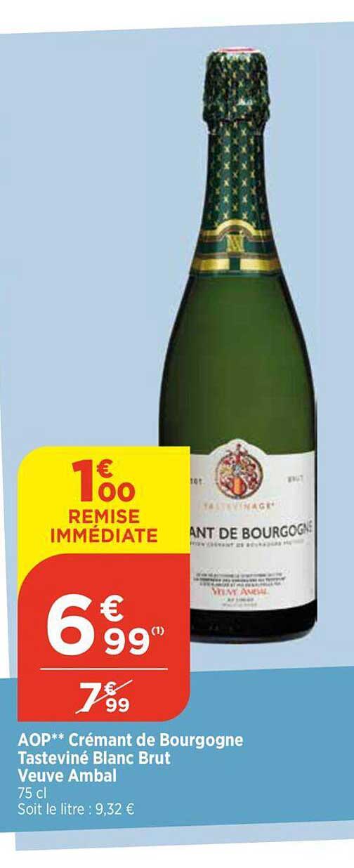 aop crémant de bourgogne tasteviné blanc brut veuve ambal
