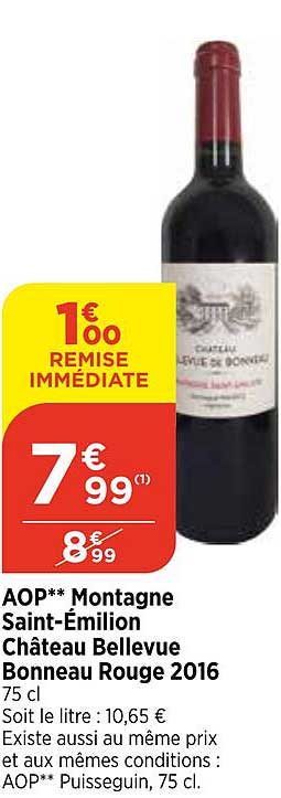 aop montagne saint-émilion château bellevue bonneau rouge 2016