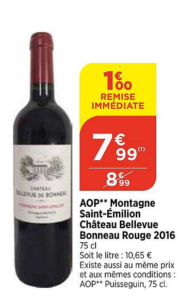aop montagne saint-émilion château bellevue bonneau rouge 2016