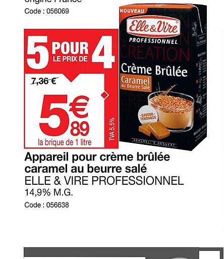 appareil pour crème brûlée caramel au beurre salé elle & vire professionnel