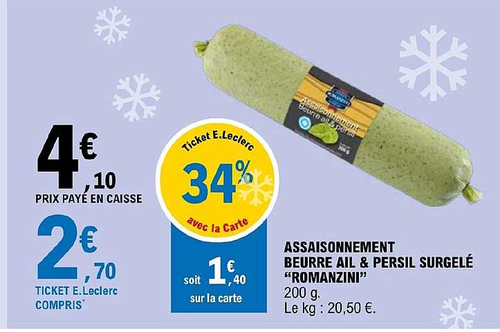 assaisonnement beurre ail & persil surgelé "romanzini"