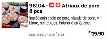 atriaux de porc 8 pcs