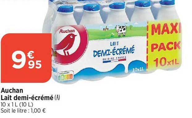 auchan lait demi-écrémé
