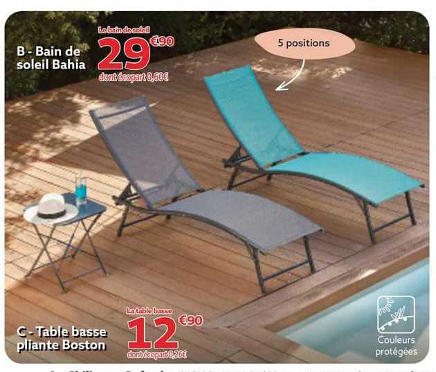 bain de soleil bahia, table basse pliante boston