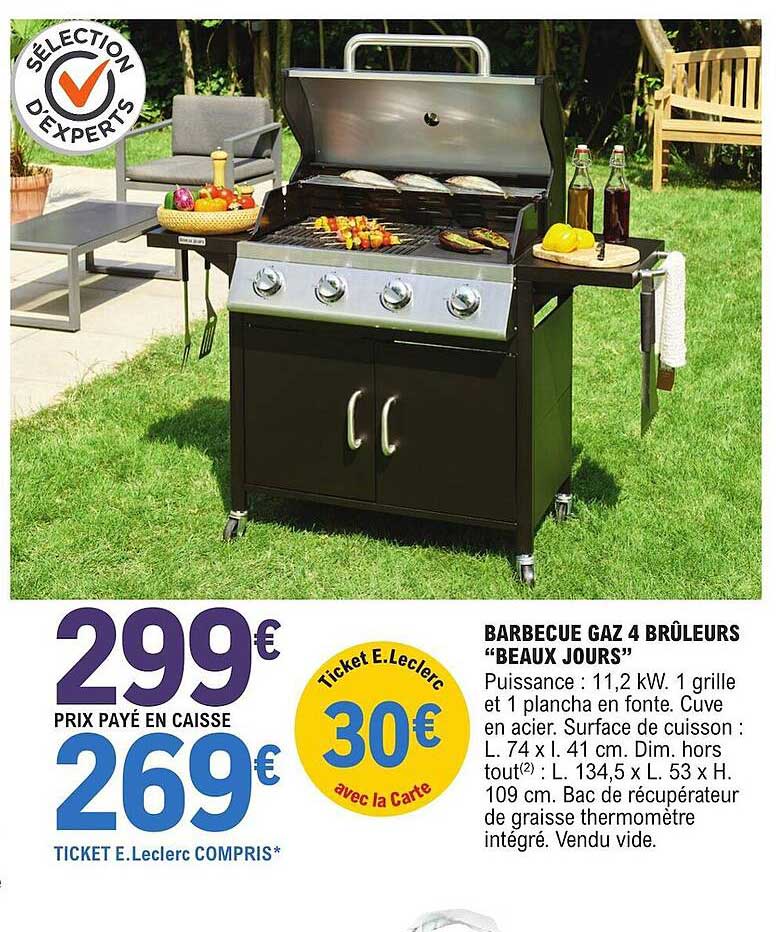 barbecue gaz 4 brûleurs "beaux jours"