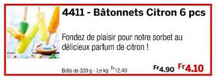 bâtonnets citron 6 pcs