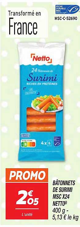 Bâtonnets De Surimi Msc X 24 Netto