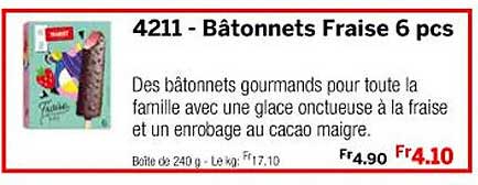 bâtonnets fraise 6 pcs