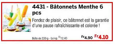 bâtonnets menthe 6 pcs