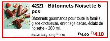 bâtonnets noisettes 6 pcs