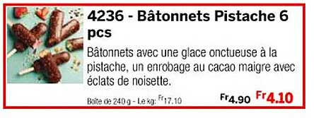 bâtonnets pistache 6 pcs