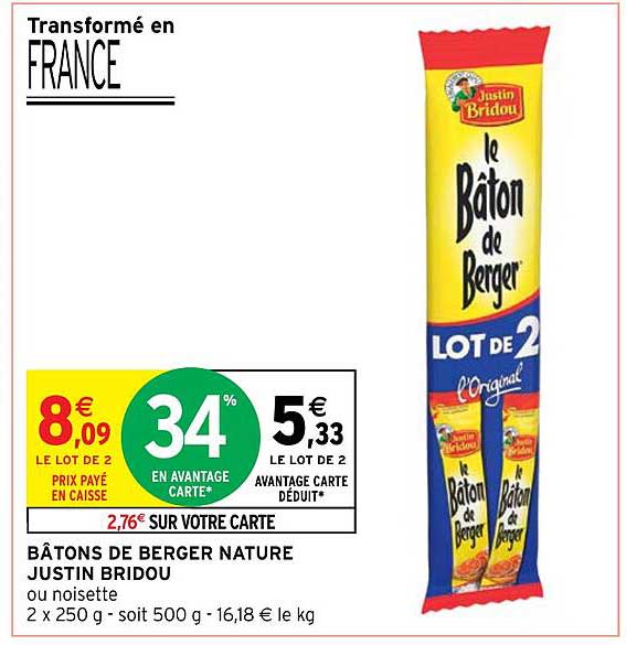 bâtons de berger nature justin bridou