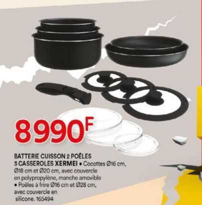 Batterie Cuisson 2 Poêles 3 Casseroles Xermei
