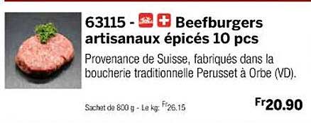 beefburgers artisanaux épicés 10 pcs