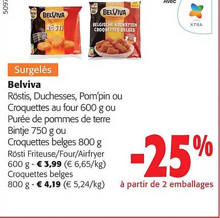 belviva röstis, duchesses, pom'pim ou croquettes au four ou purée de pommes de terre bintje croquettes belges
