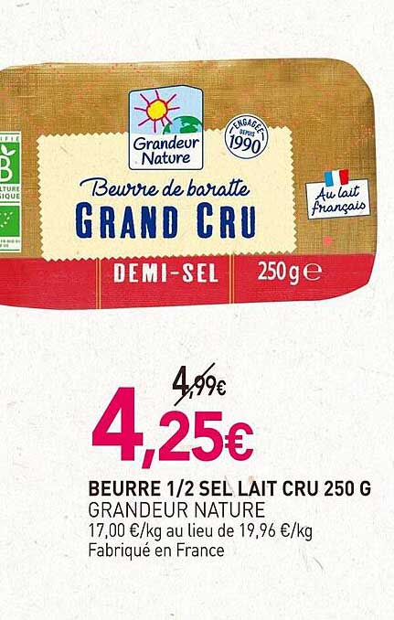 beurre 1/2 sel lait cru 250 g grandeur nature