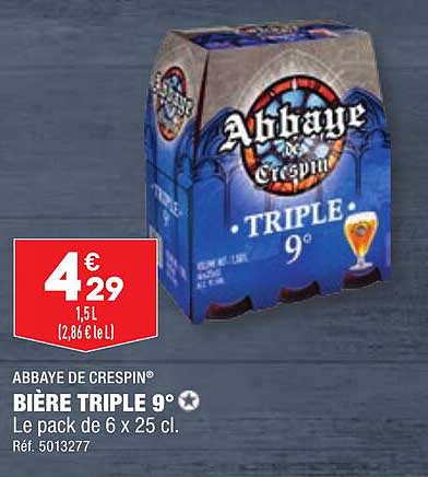 bière triple 9° abbaye de crespin