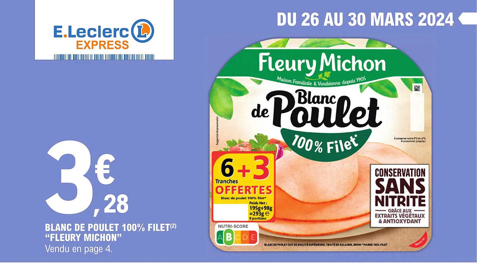 blanc de poulet 100% filet "fleury michon"