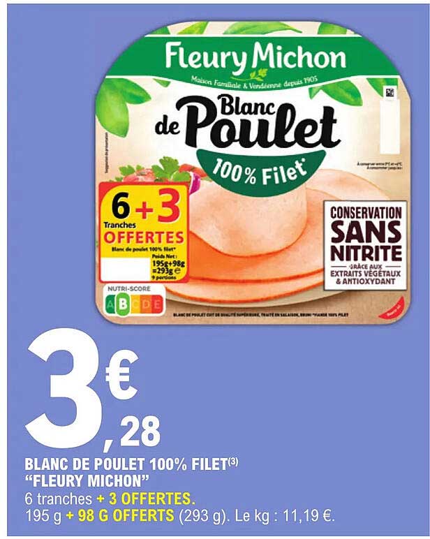 blanc de poulet 100% filet "fleury michon"