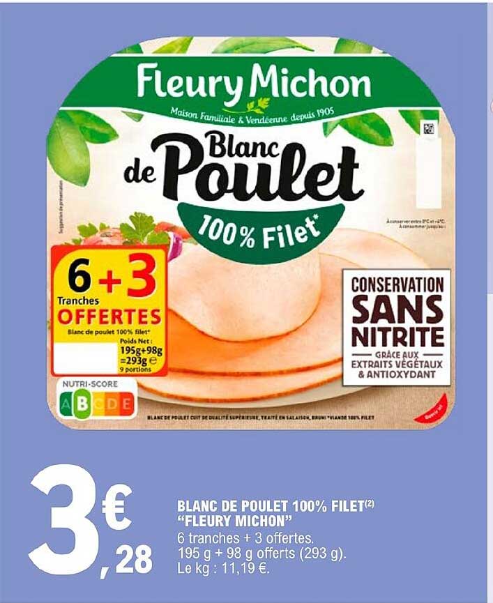 blanc de poulet 100% filet "fleury michon"