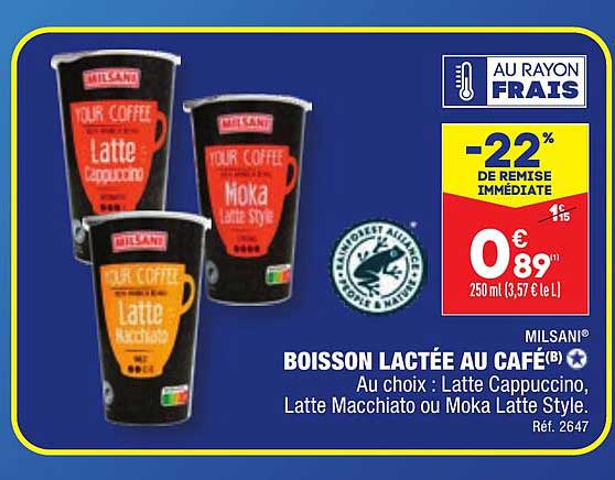 boisson lactée au café milsani