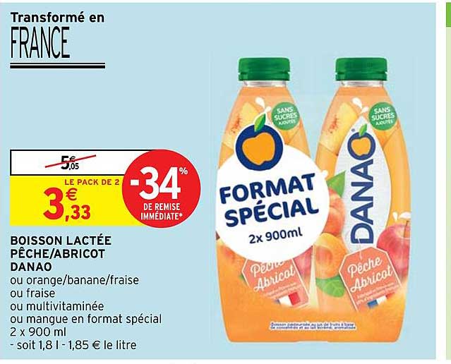 boisson lactée pêche/abricot danao