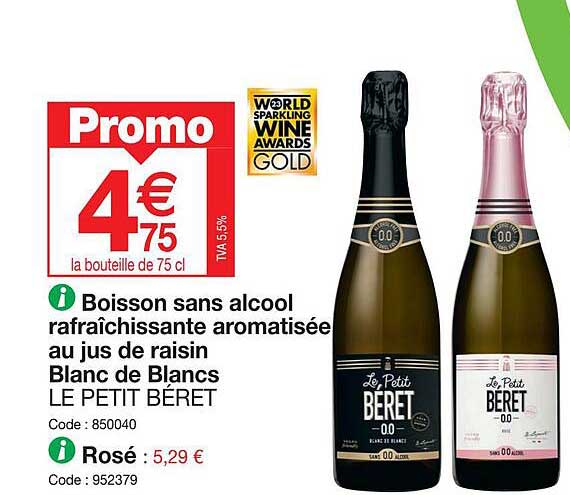 Boisson Sans Alcool Rafraîchissante Aromatisée Au Jus De Raisin Blanc De Blancs Le Petit Béret