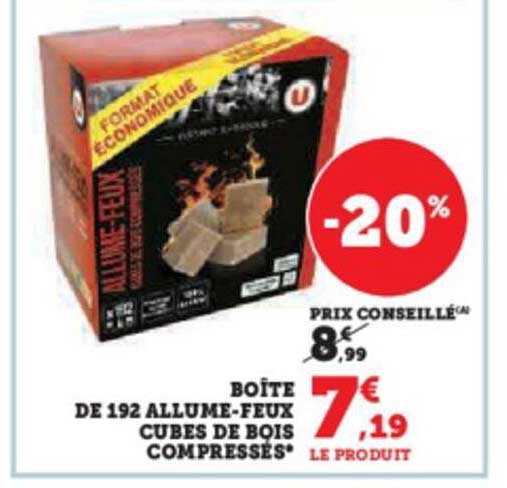 Boîte De 192 Allume-feux Cubes De Bois Compressés