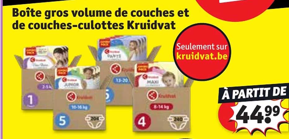 boîte gros volume de couches et de couches-culottes kruidvat