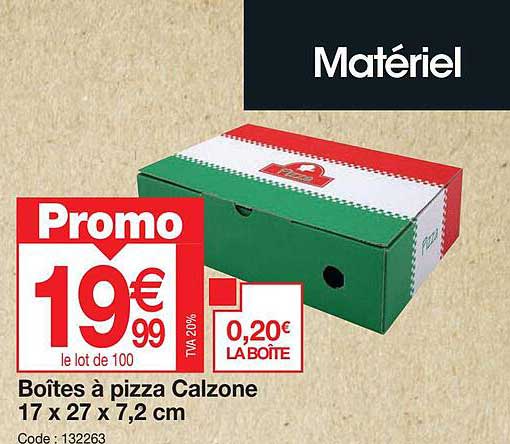 boîtes à pizza calzone 17 x 27 x 7.2 cm