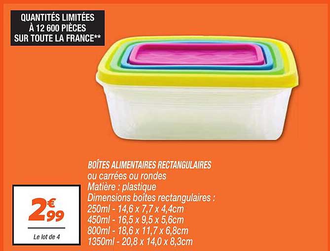 boîtes alimentaires rectangulaires