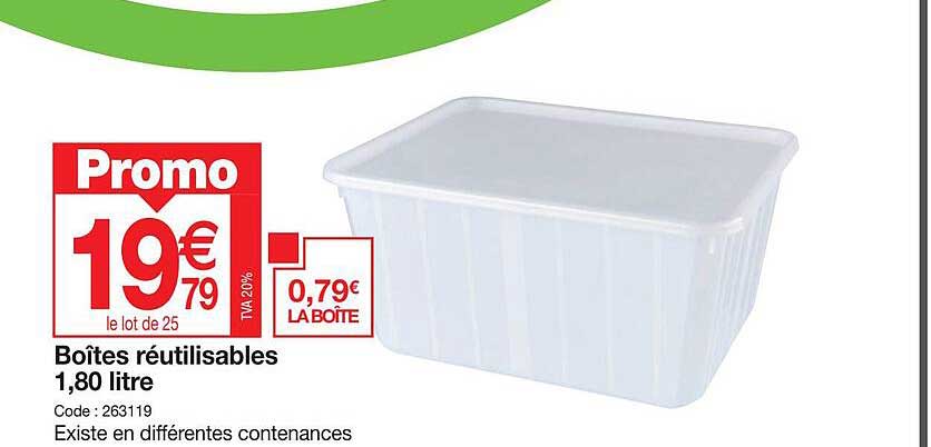 boîtes réutilisables 1.80 litre
