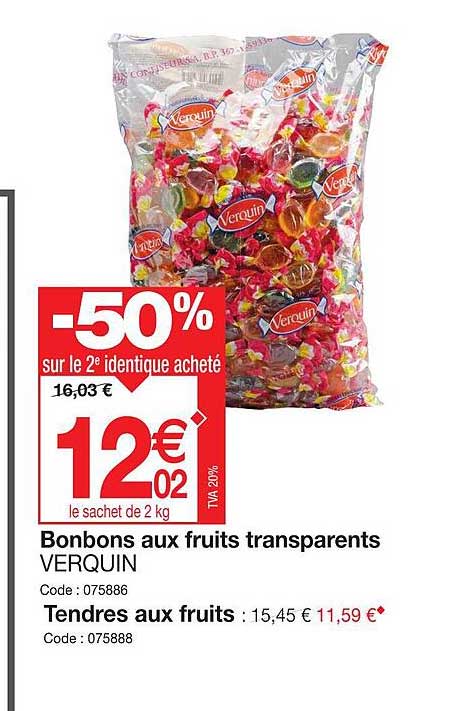 bonbons aux fruits transparents verquin