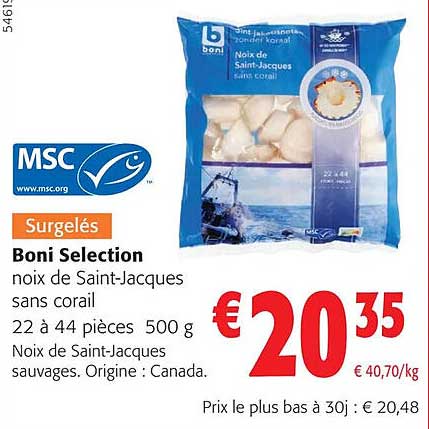 boni selection noix de saint-jacques sans corail